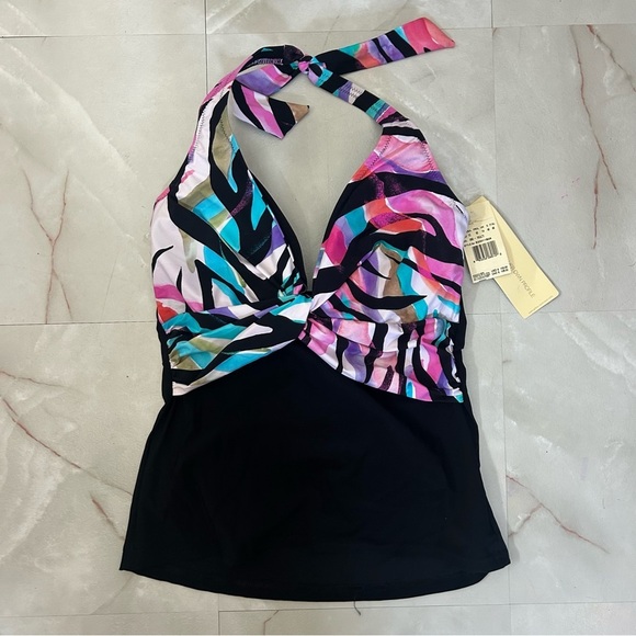 Profile by Gottex Women's Wild Parade Halter Tankini One Piece Swimsuit NWT - Picture 2 of 4